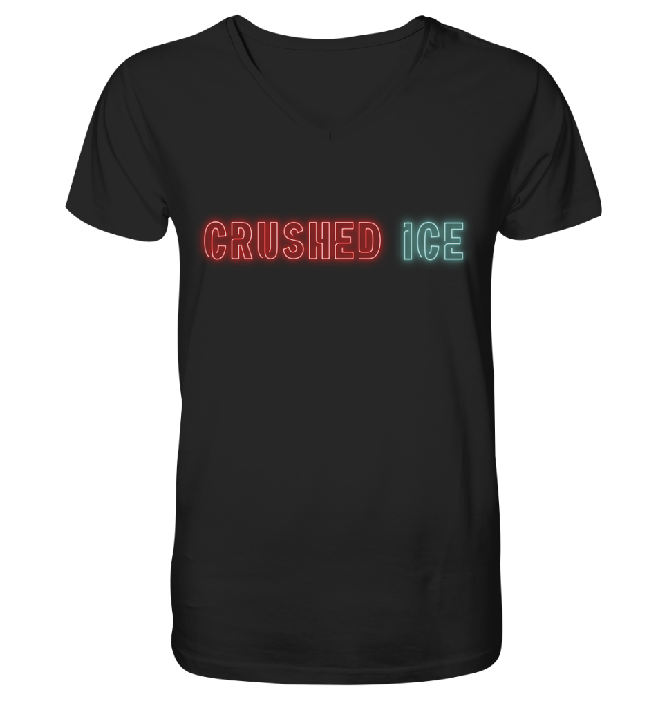 Crushed Ice Logo - Mens Organic V-Neck Shirt